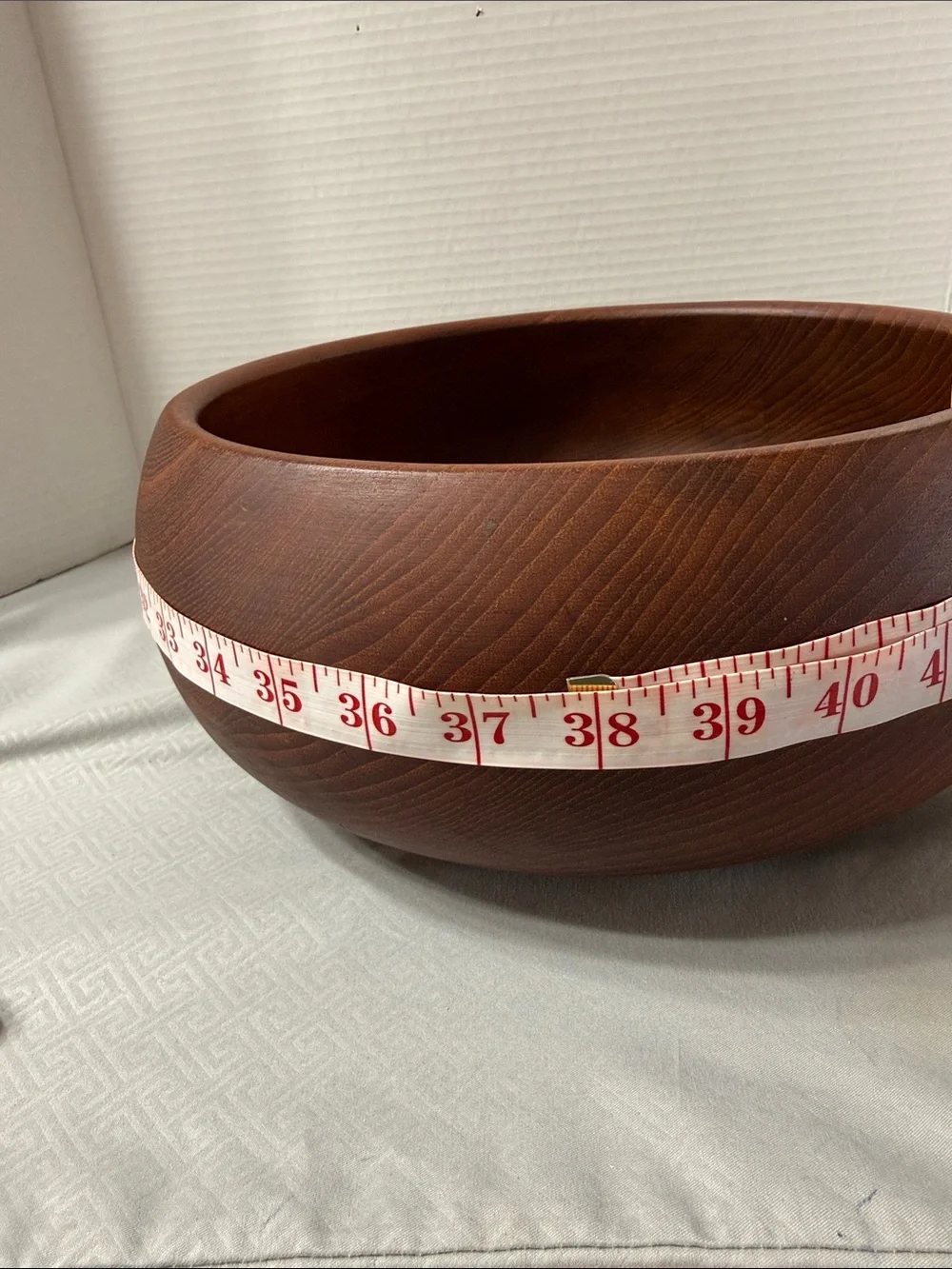 Vintage Mid Century Rustic Danish Style Teak Wood Salad Fruit Serving Bowl Brown
